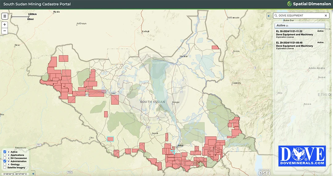 South Sudan Mining Cadastre Portal DOVE Equipment and Machinery